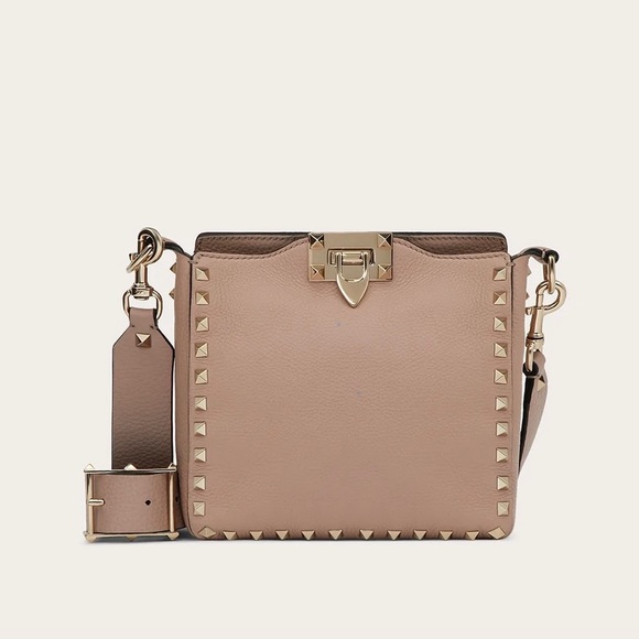 Valentino Handbags - RARE Valentino Garavani Rockstud Grainy Leather Hobo bag, dark beige + free gift